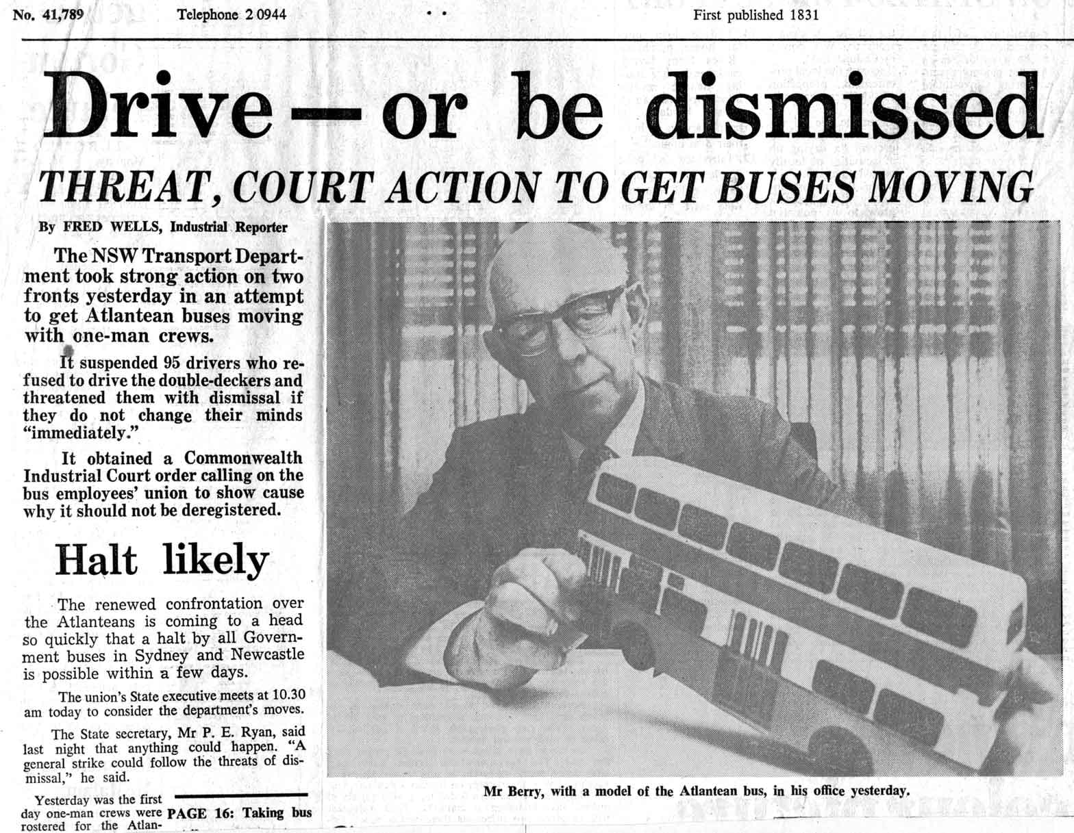 SMH article - Drive or be dismissed - 23 Nov 1971