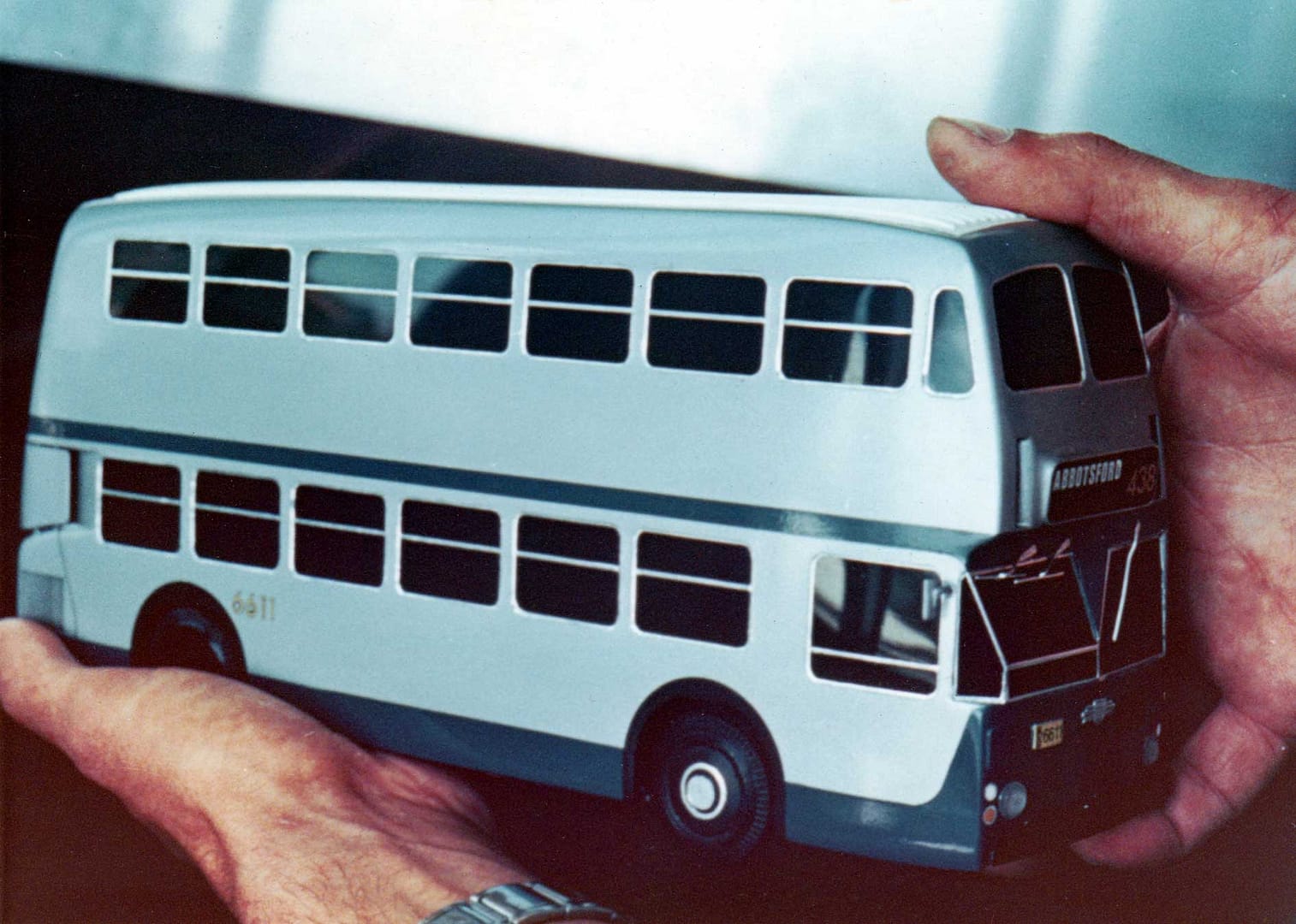 Errol holding a Leyland Atlantean double-decker