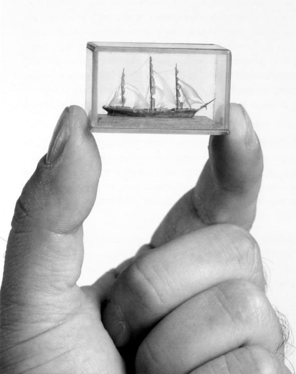 Small Sailing Ship, 1943/4, wood, celluloid, hair, fingernail